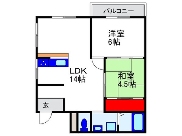 曽根南ハイツ（405）の物件間取画像